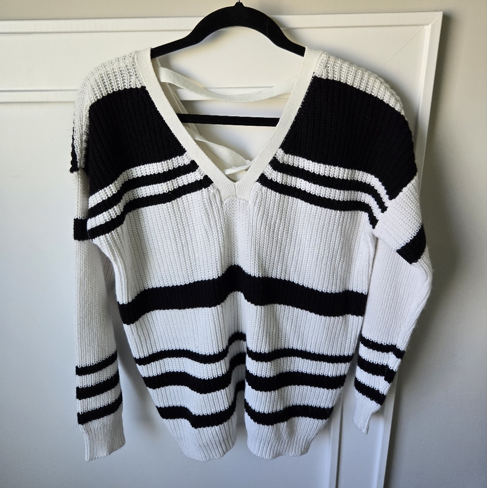 REV Striped Corset-Back Sweater #23